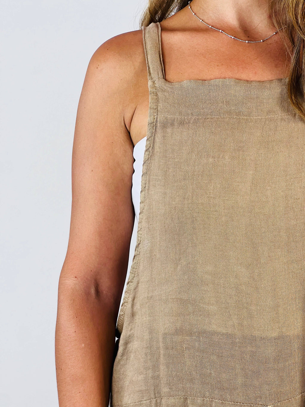 100% Linen Romper | Beige
