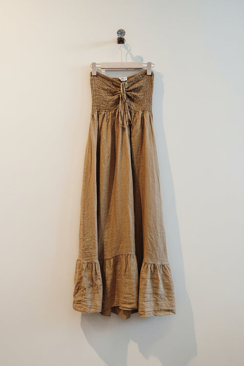 100% Linen Word Of Honor Dress | Camel