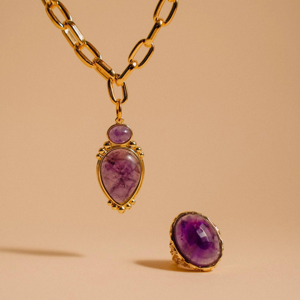 PHOEBE´S - Joyería con Conjunto de Piedras Reales: Amethyst Set
