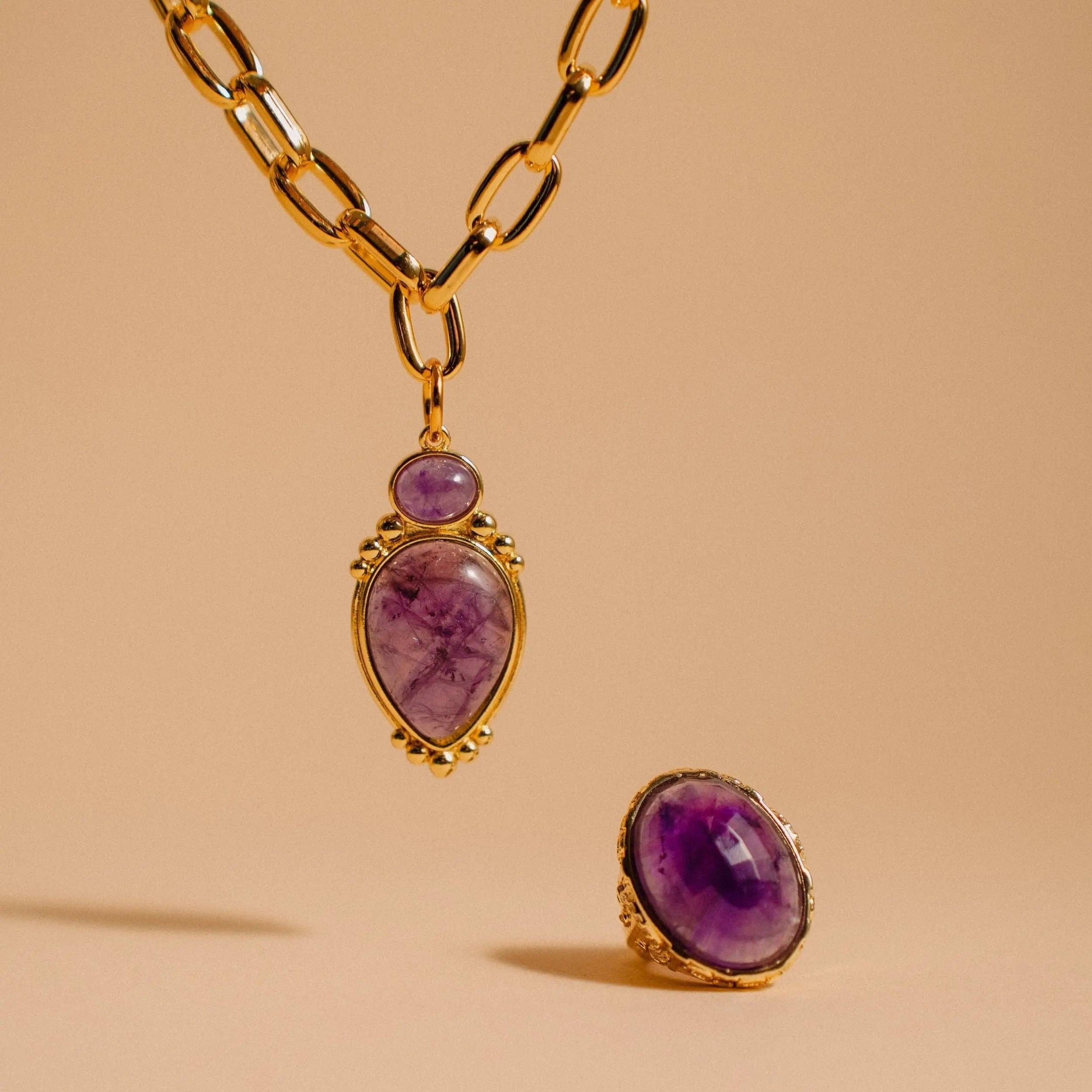 PHOEBE´S - Joyería con Conjunto de Piedras Reales: Amethyst Set