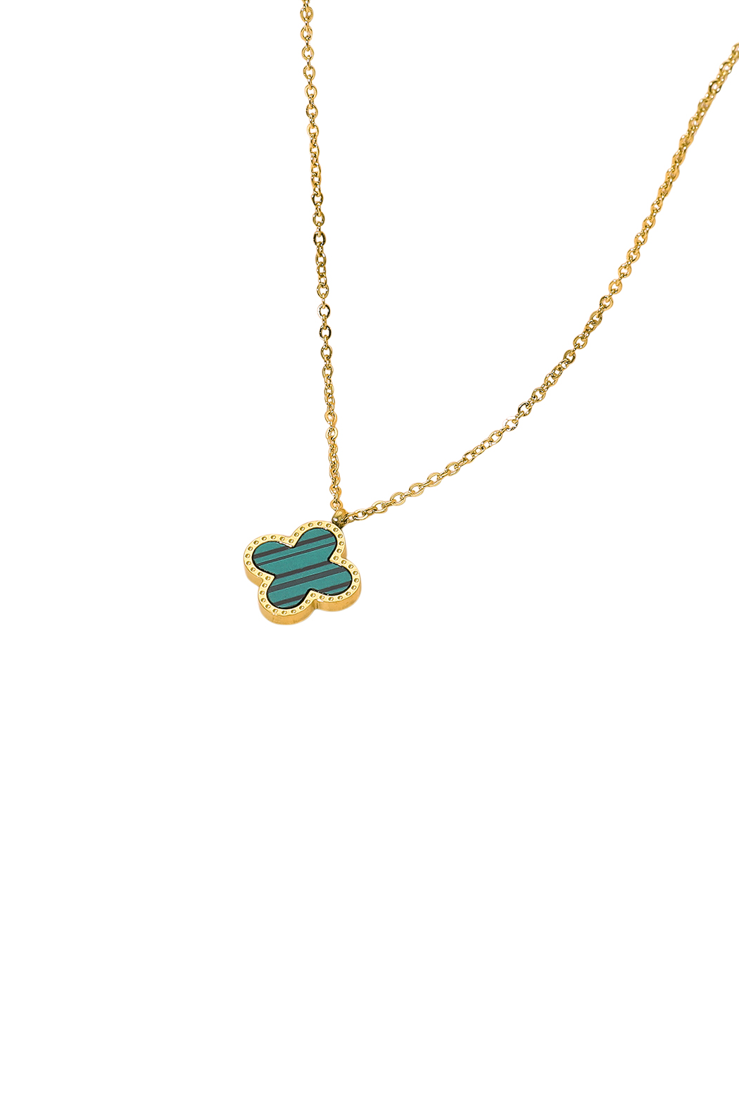 Stone Clover Necklace: Green