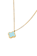 Stone Clover Necklace: Aqua