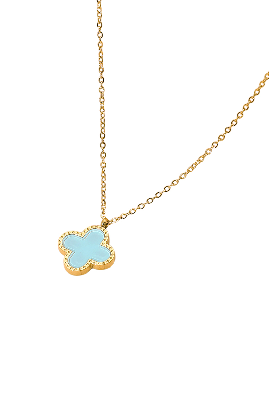 Stone Clover Necklace: Aqua