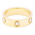 Stone Embellished Stainless Steel Band Ring: Gold