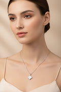 Reversible Stainless Steel Mother of Pearl Clover Necklace: Silver