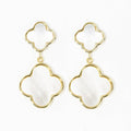Gold Dipped Double Quatrefoil Link Dangle Earrings: Gold