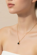 Reversible Stainless Steel Quatrefoil Pendant Necklace | GOLD BLACK