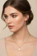 Reversible Stainless Steel Mother of Pearl Clover Necklace: Yellow Gold