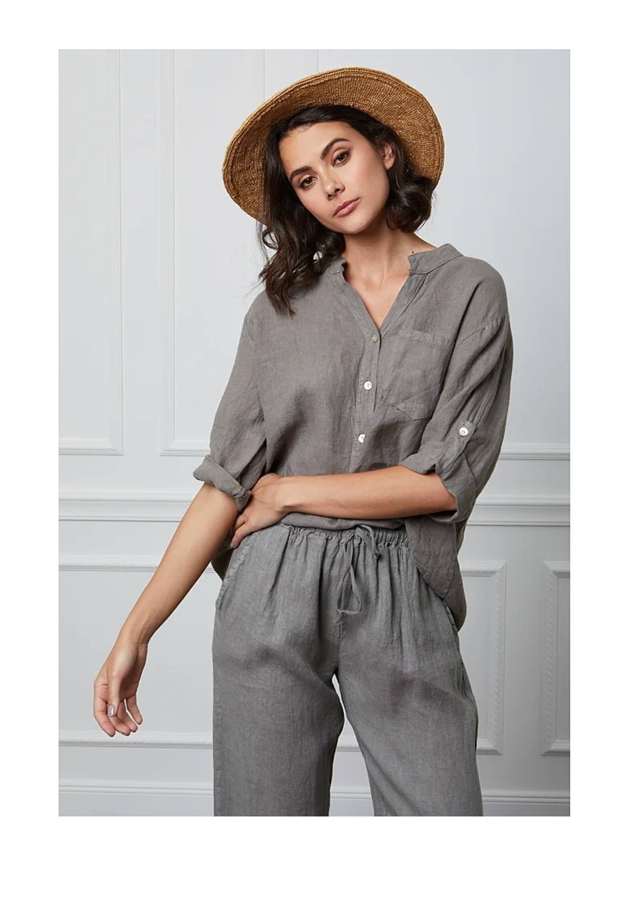 LÉA & LUC - 100% Linen Blouse | Kahki