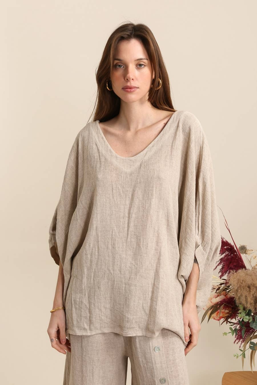 LÉA & LUC - Blouse in 50% linen and 50% cotton | White