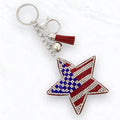 USA Flag Star Keychain with Crystal