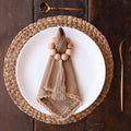 Jute Yarn Beading Brown Isha Napkin Rings - Set of 4