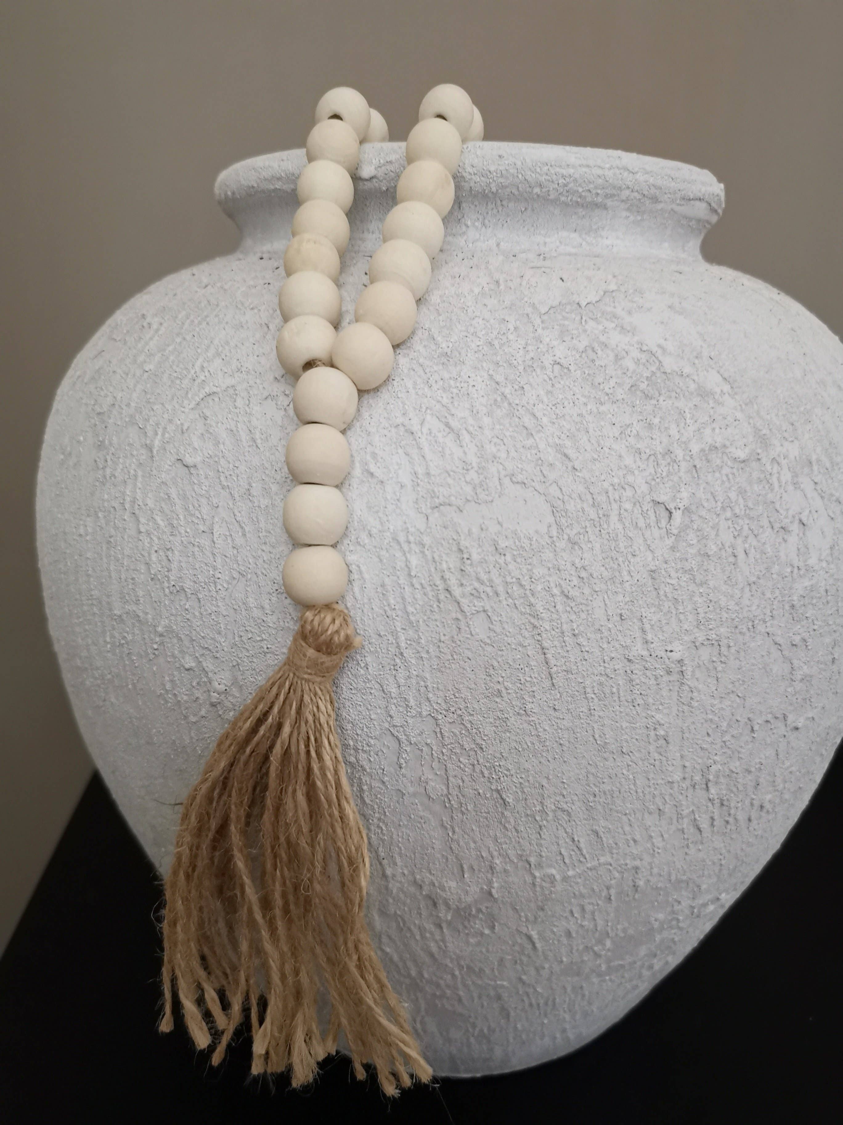 Boho natural beads with tassle small