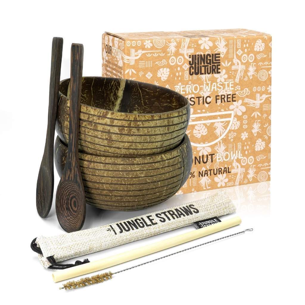 Jungle Culture - Coconut Bowls - Eco Coconut Shell Bowl Set (Two Bowls)