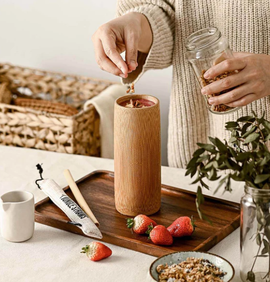 Jungle Culture - Bamboo Cup - Plastic-free Wooden Bamboo Cups (17oz / 500ml)