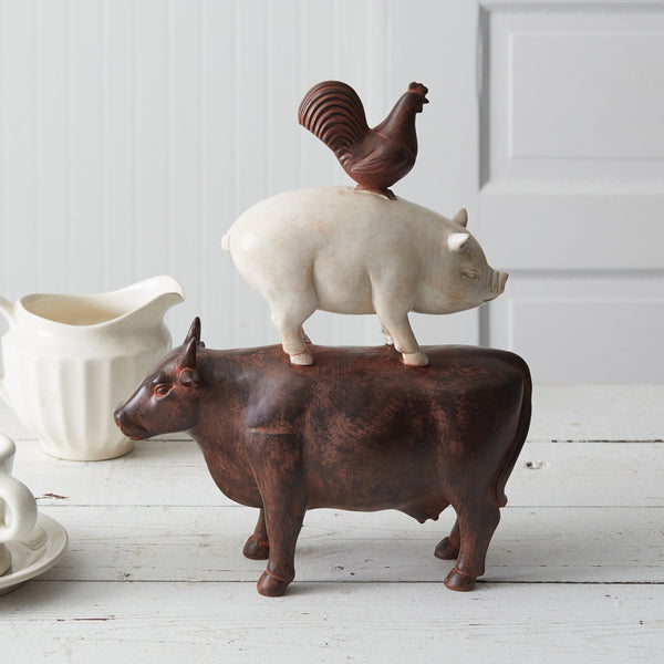 Stacked Farm Animals Sculpture