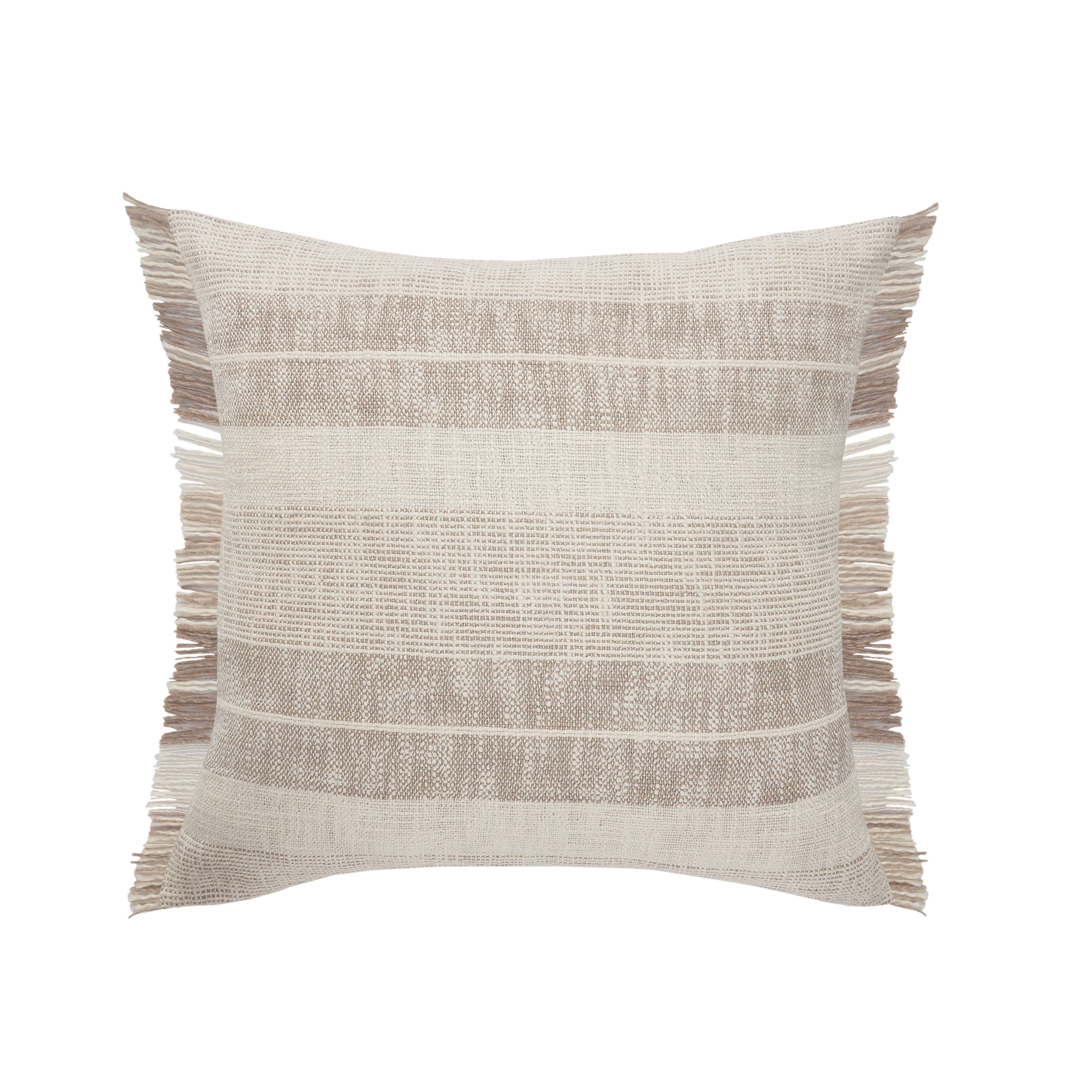 Savannah Farmhouse Striped Throw Pillow with Fringe