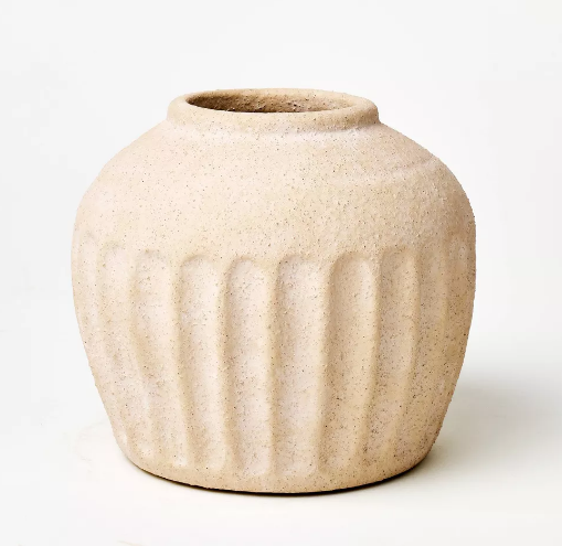 Short Carved Ceramic Vase