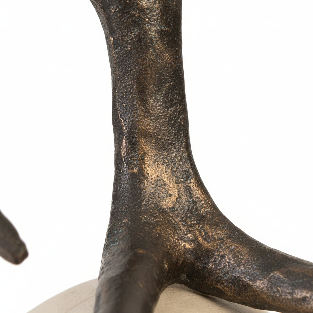 Phillips Collection | Abstract Figure on Bleached Wood Base Bronze Finish Extended Straight Arm Accent