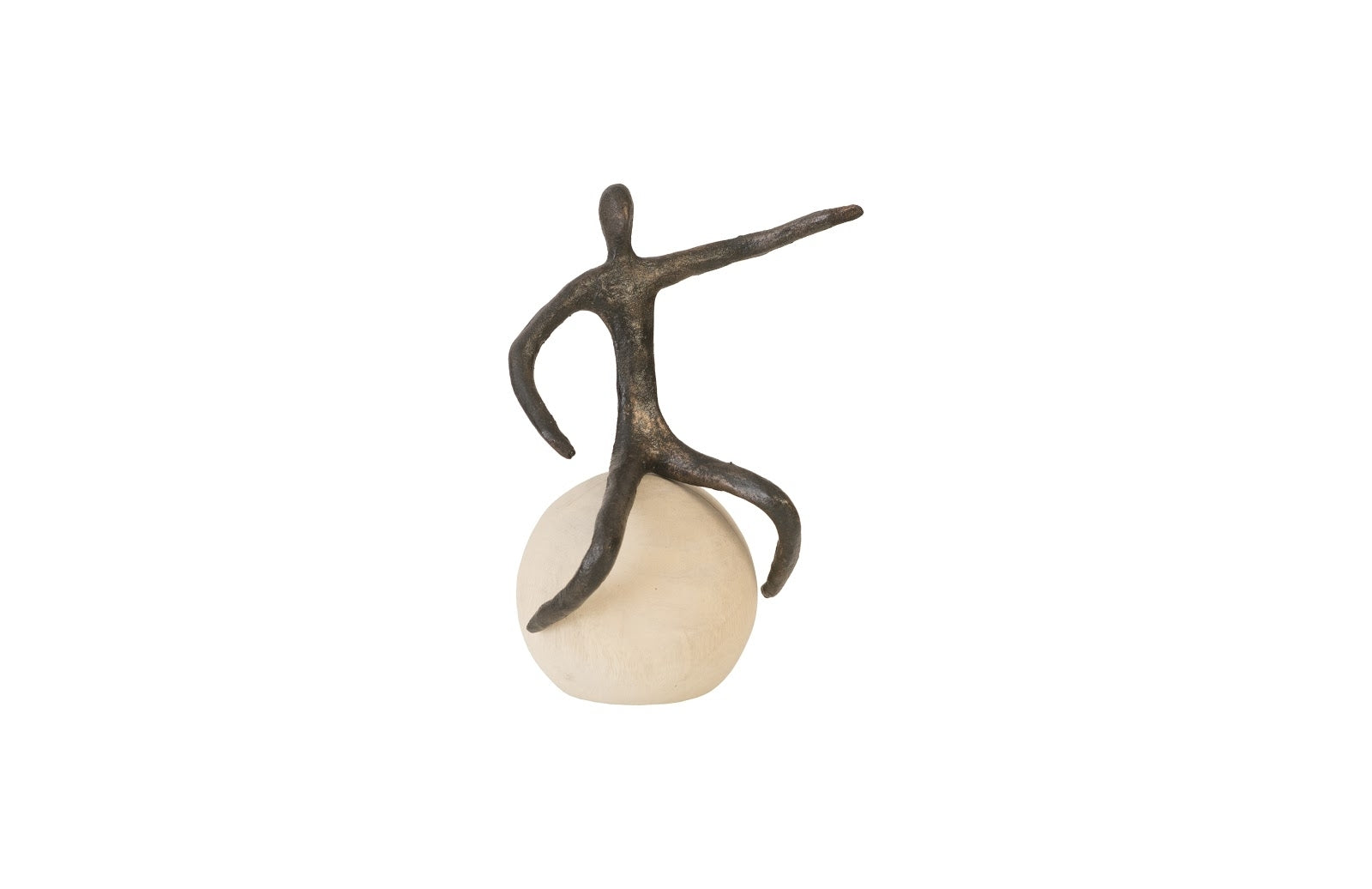 Phillips Collection | Abstract Figure on Bleached Wood Base Bronze Finish Extended Straight Arm Accent