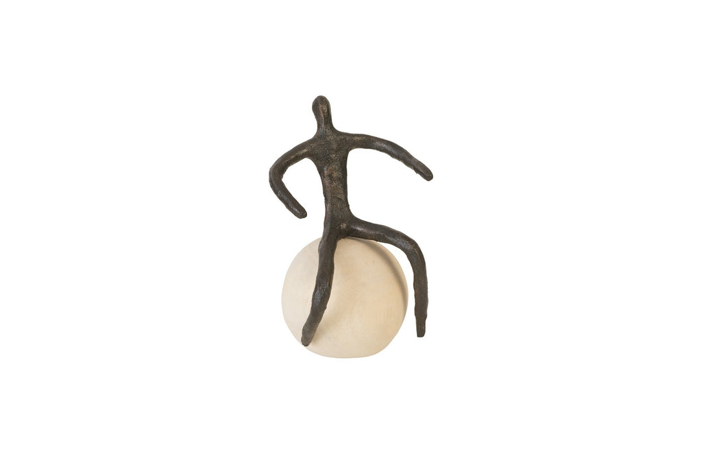 Phillips Collection | Abstract Figure on Bleached Wood Base Bronze Finish Accent