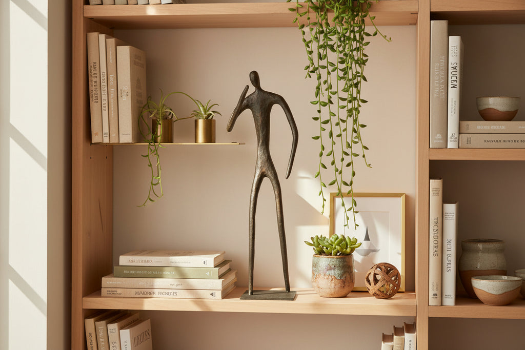 Phillips Collection | Abstract Figure on Metal Base Bronze Finish Elbow Bent Accent