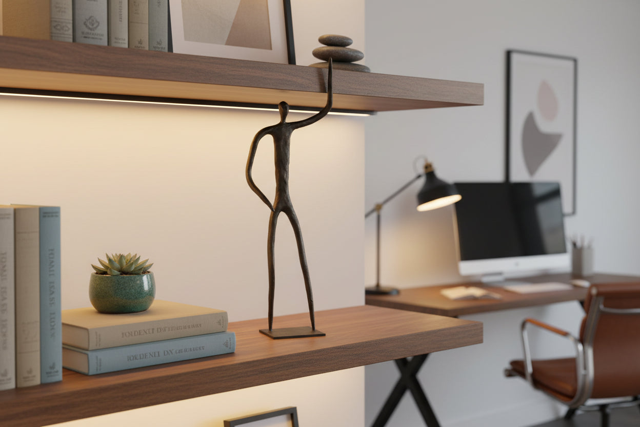 Phillips Collection | Abstract Figure on Metal Base Bronze Finish Arm Up Accent