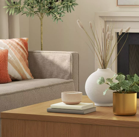Ceramic Round Textured Vase | White