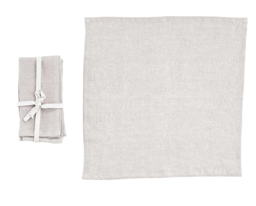 18" Square Stonewashed Linen Napkins, Set of 4 - Light Gray