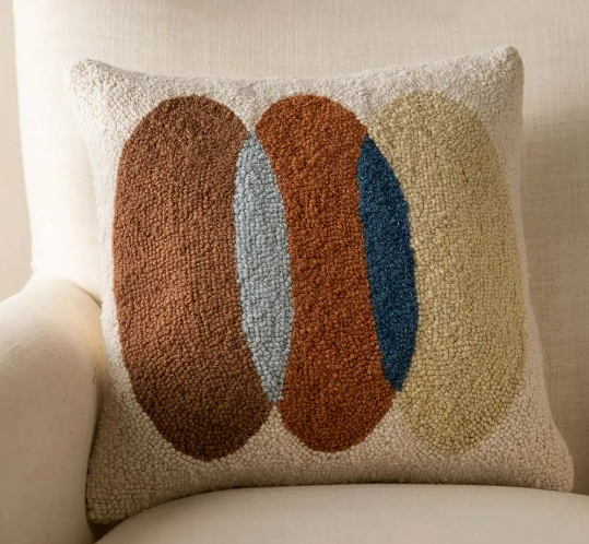 Abstract Pebble Hand-Hooked Wool Decorative Throw Pillow