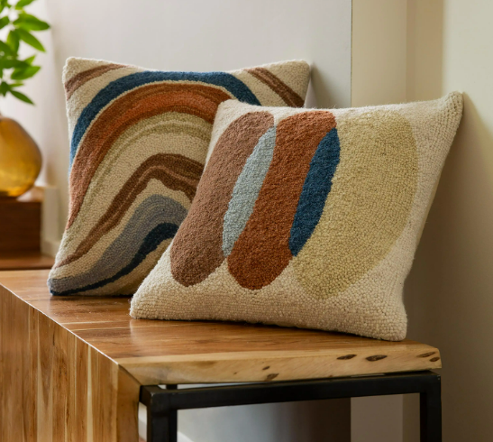 Abstract Pebble Hand-Hooked Wool Decorative Throw Pillow