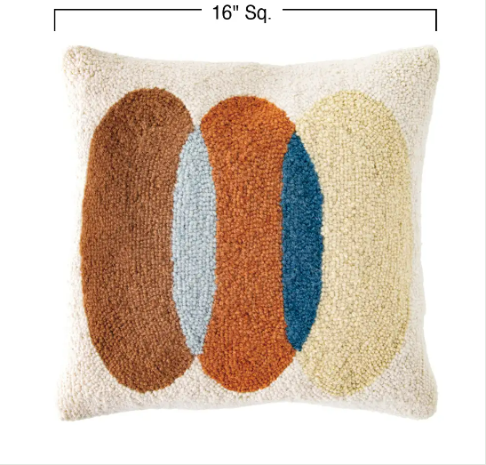 Abstract Pebble Hand-Hooked Wool Decorative Throw Pillow