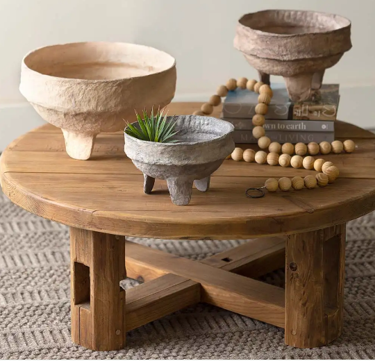 Fabric Mache Footed Bowls | Large