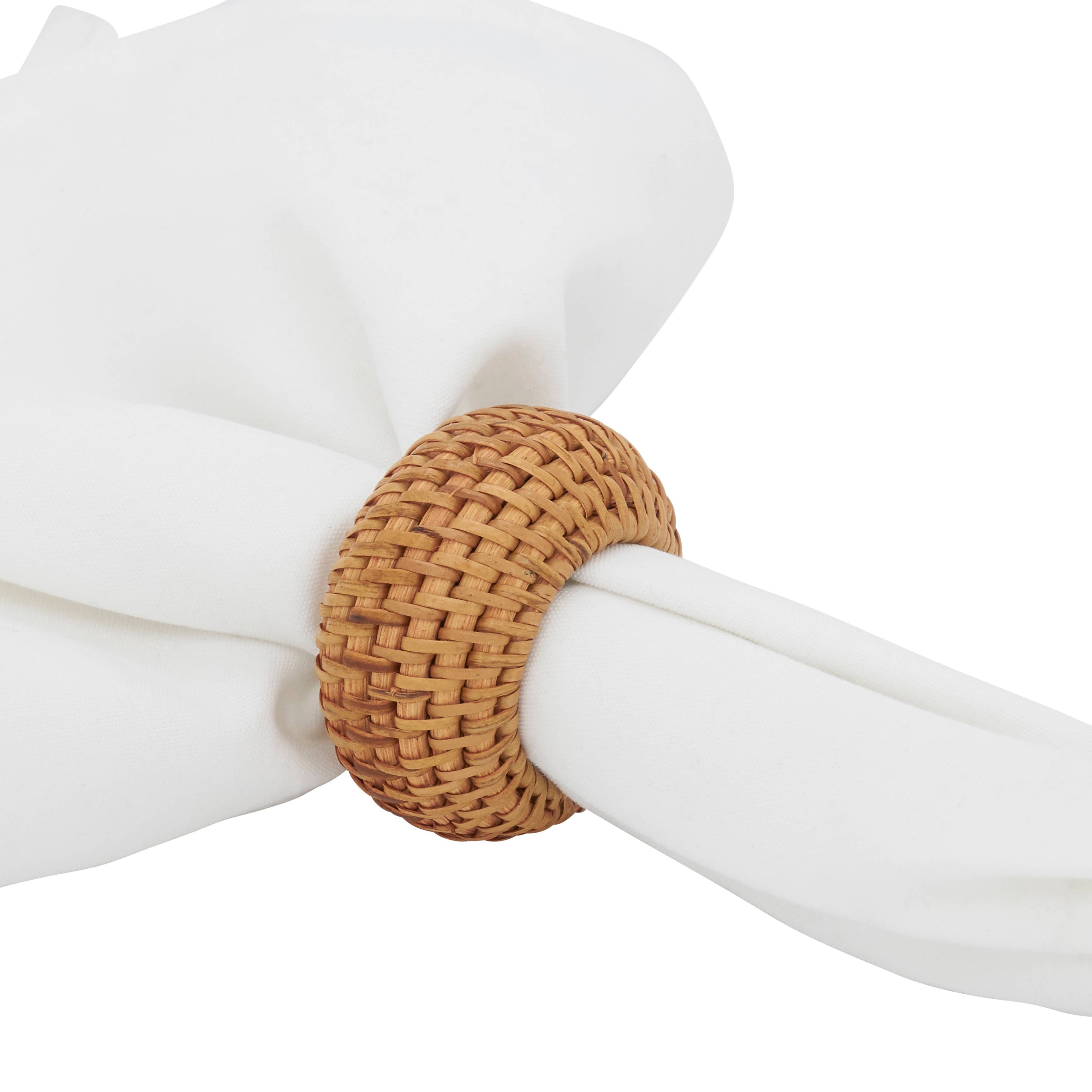 Woven Rattan Napkin Ring - Set of 4