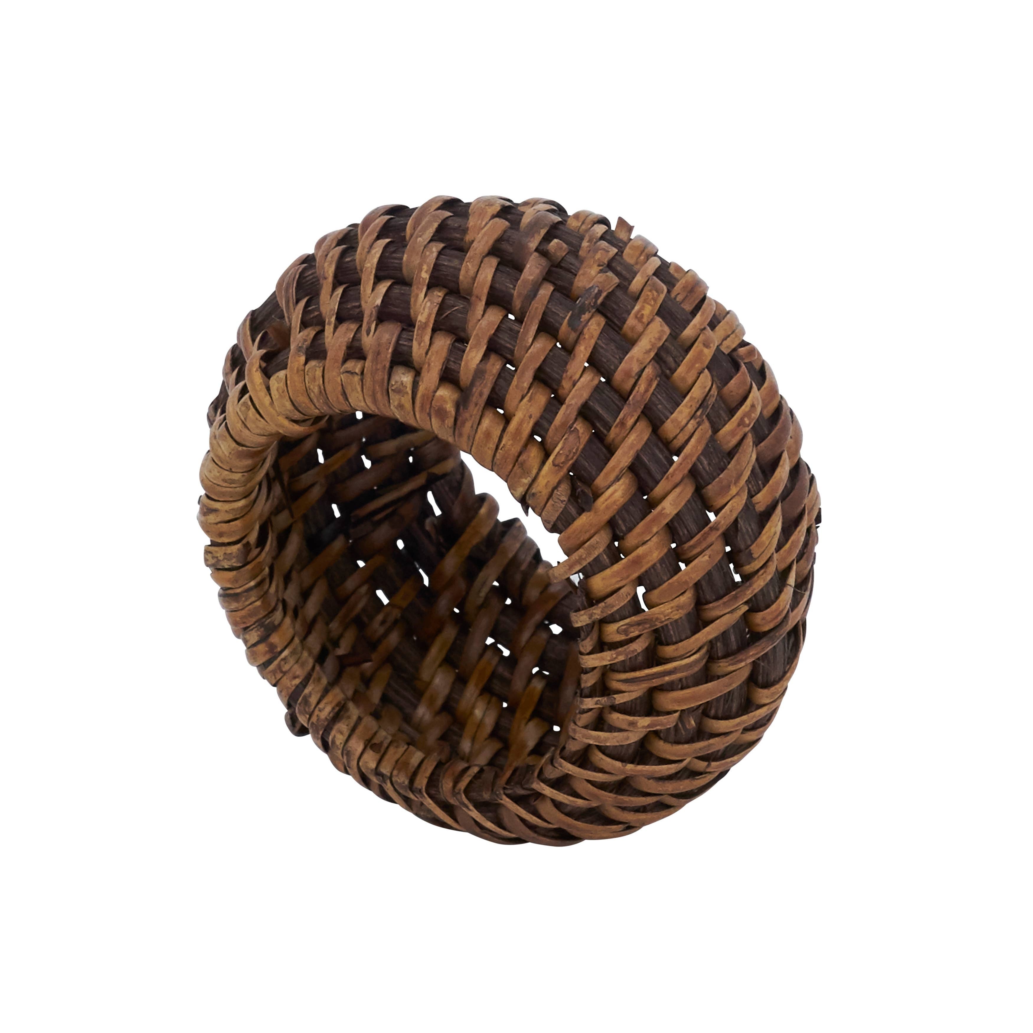 Woven Rattan Napkin Ring: 2.4", Brown