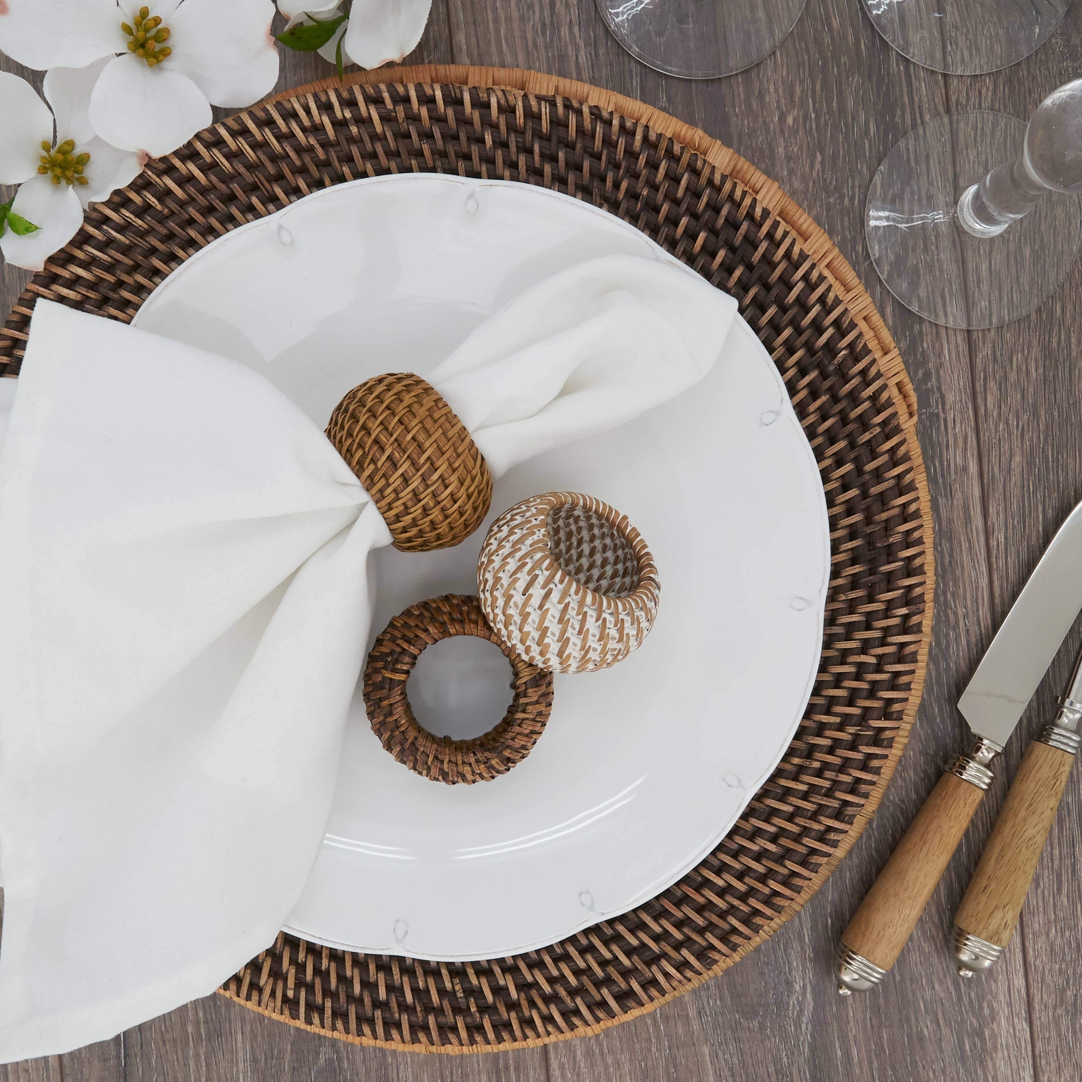 Woven Rattan Napkin Ring - Set of 4
