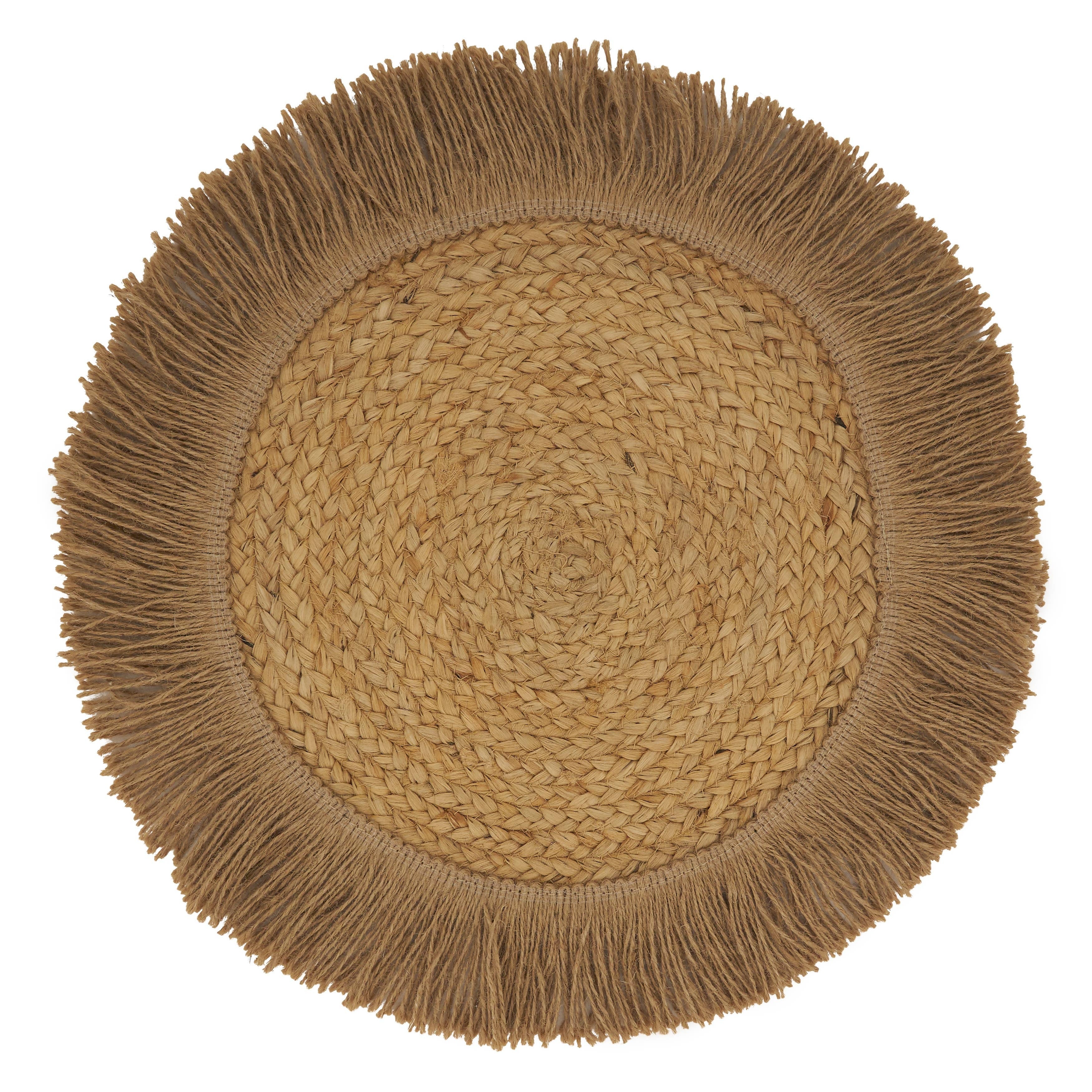 Jute Fringe Placemat: 13", Natural - set of 4