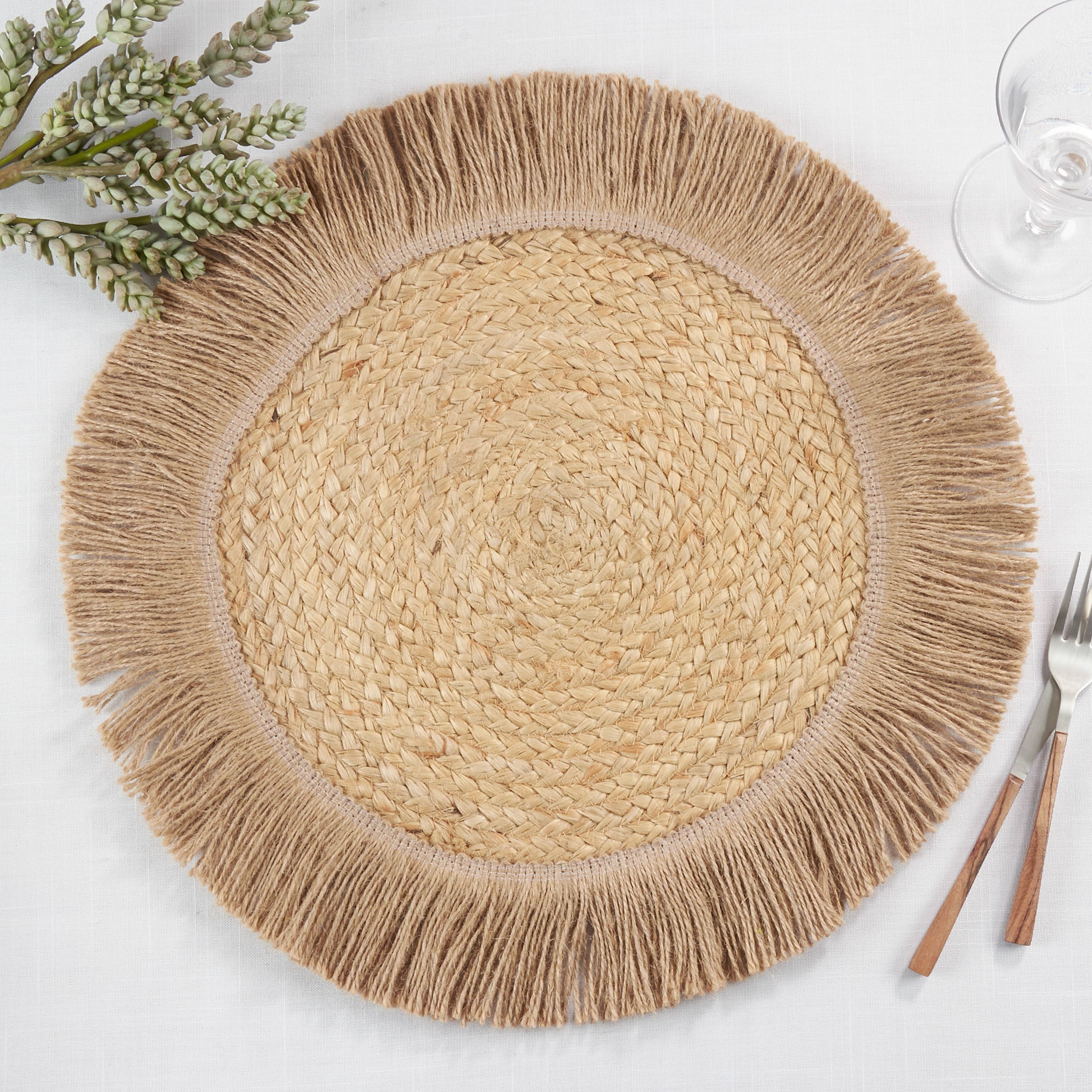 Jute Fringe Placemat: 13", Natural - set of 4 default