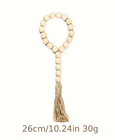 Wood Bead Garland Ring With Tassels Regular