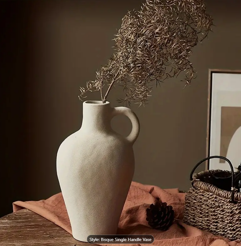 Bisque Single Handle Vase