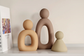 3pc/set Ceramic Family of Three Sculptures - Brown