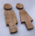 Dark Wood 2pc 6.6" Men and Woman Bathroom Sign