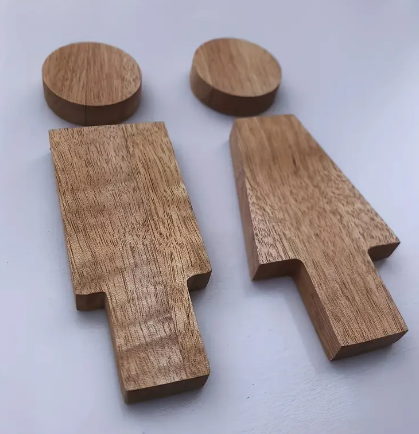 Dark Wood 2pc 6.6" Men and Woman Bathroom Sign
