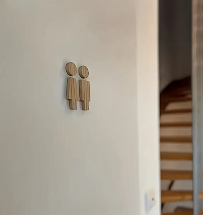 Dark Wood 2pc 6.6" Men and Woman Bathroom Sign Regular