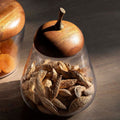 Handmade Glass Clear Pear-Shaped Jar with Wooden Lid