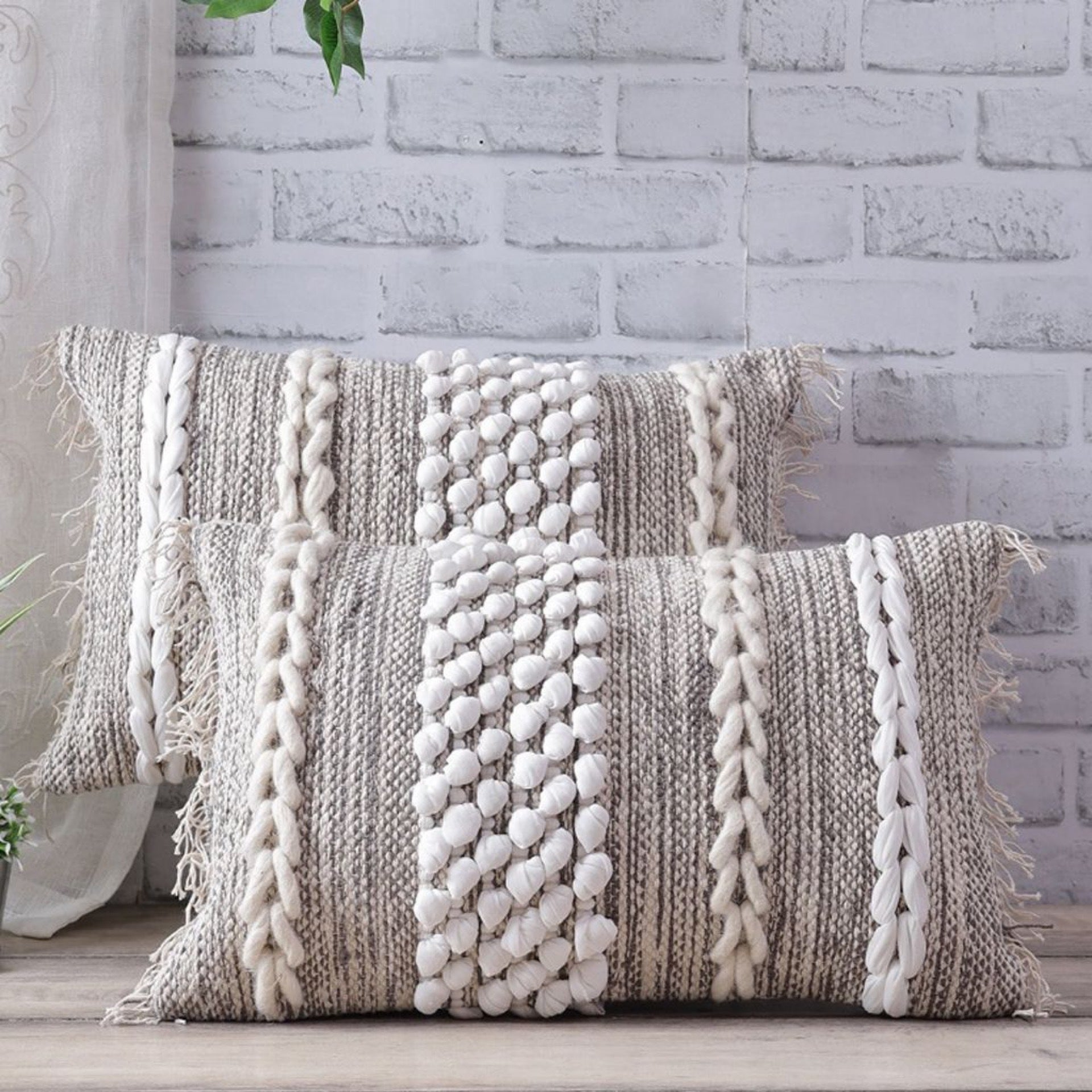 Rustic Rug Natural Cotten and Wool 12”x20” Pillow
