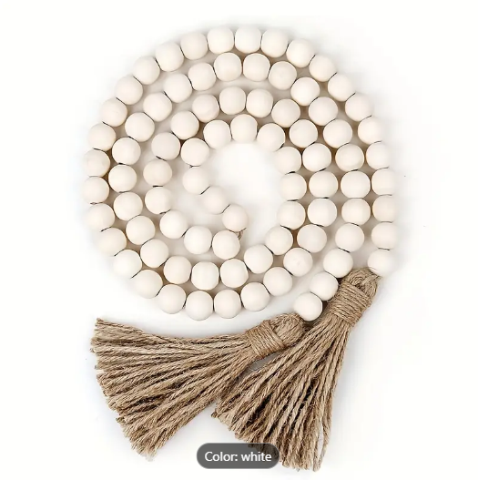 Rustic Wooden Beads Tassel Garland