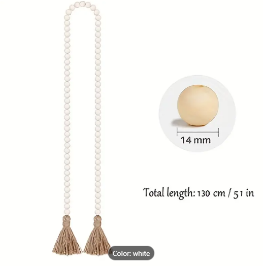Rustic Wooden Beads Tassel Garland