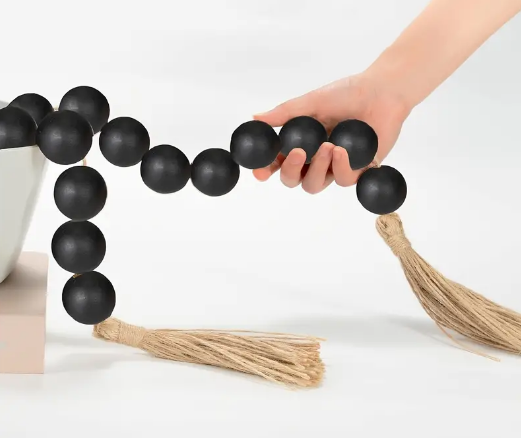 Large Wood Black Bead Garland