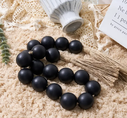 Large Wood Black Bead Garland Regular